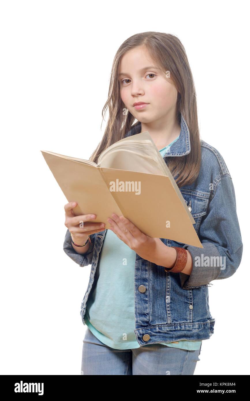 preteen girl reads a book Stock Photo - Alamy