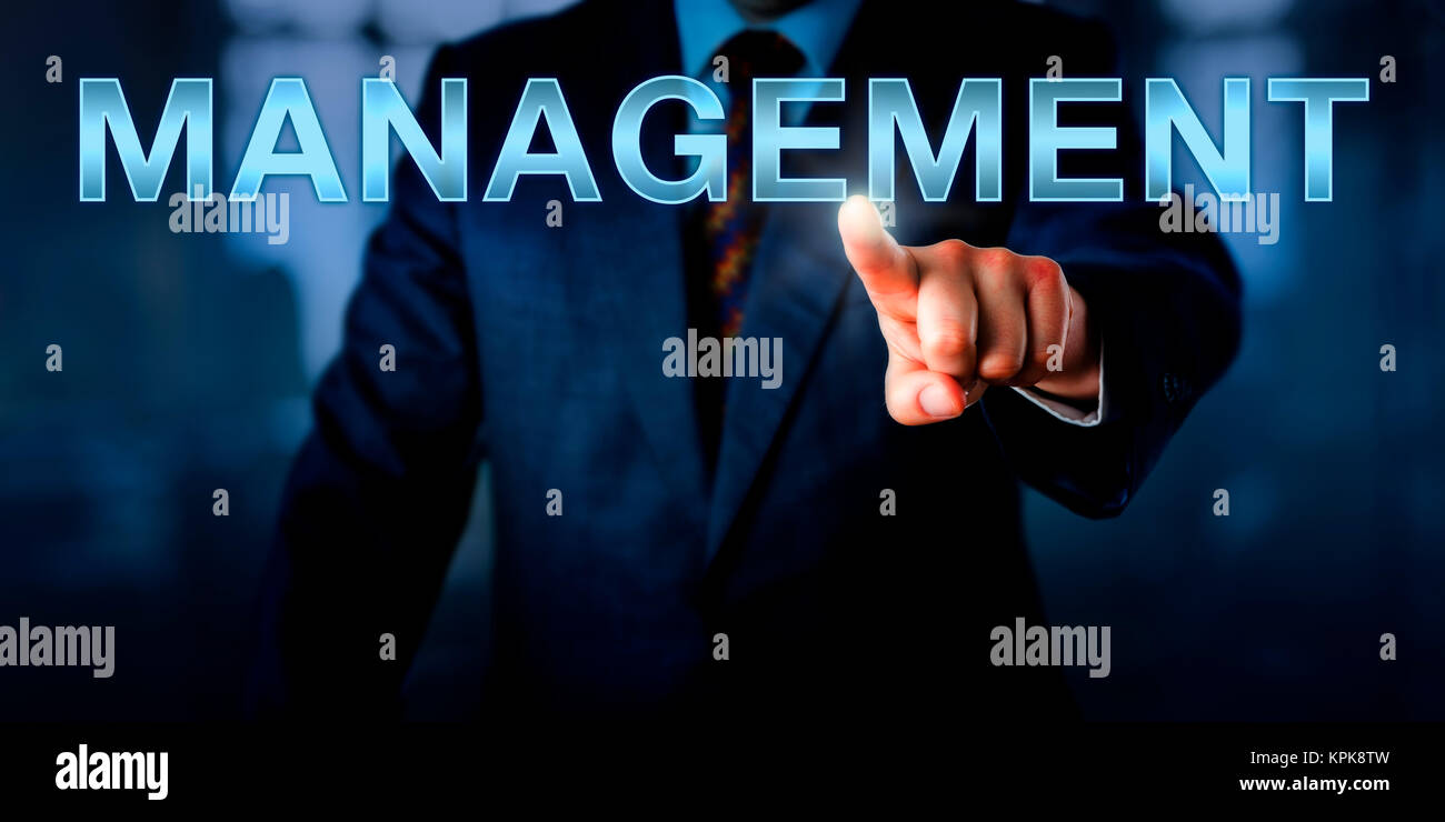 White Collar Professional Pointing At MANAGEMENT Stock Photo Alamy