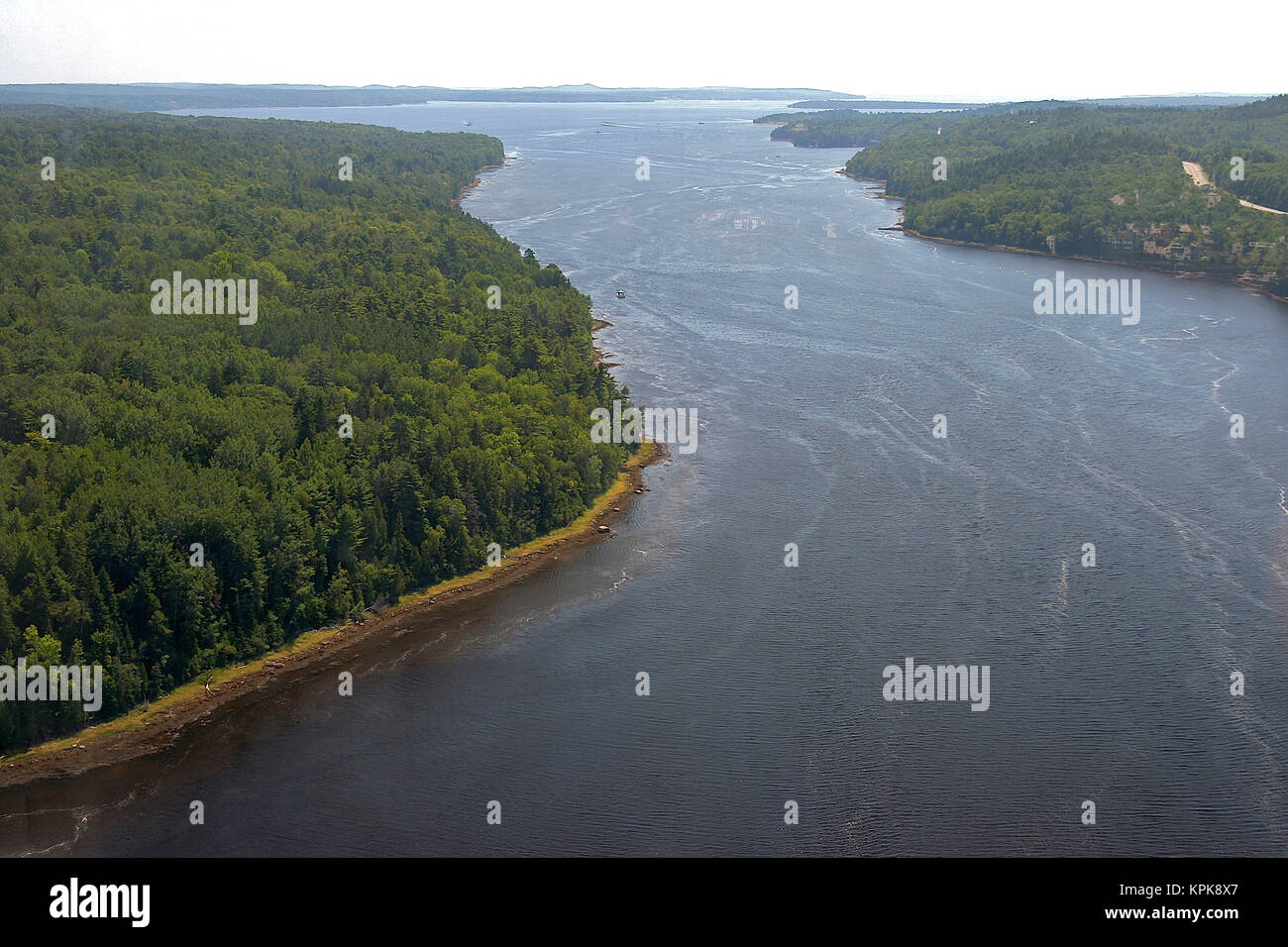 USA, Maine, Bucksport. View of the Penobscot River from the Penobscot