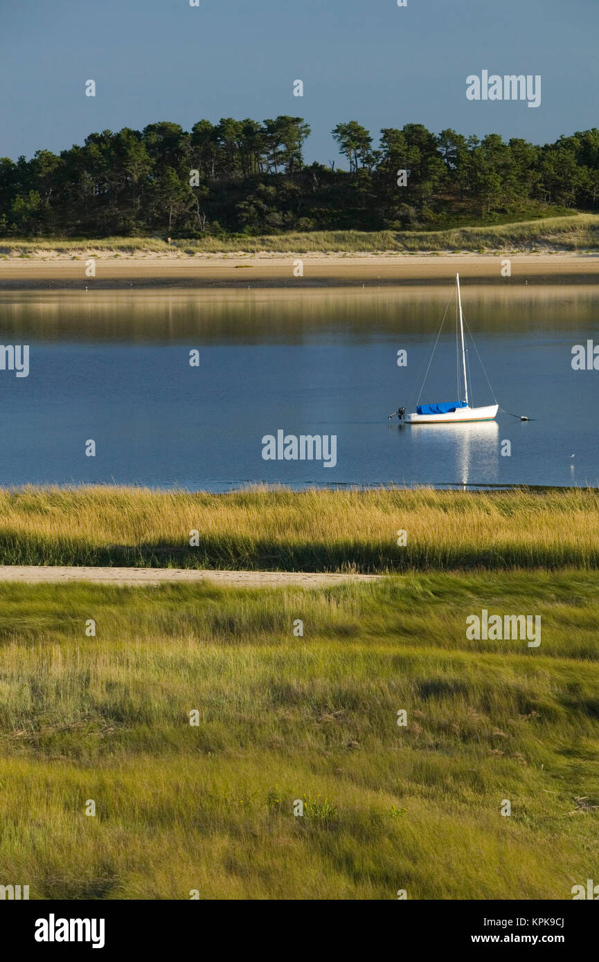 USA, MASSACHUSETTS, Cape Cod Wellfleet, Sailboat and seascape