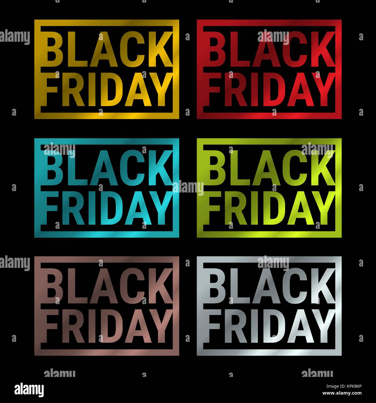 Black Friday Modern Frame Vector Set. Multicolored Gradient Stamp, Mark