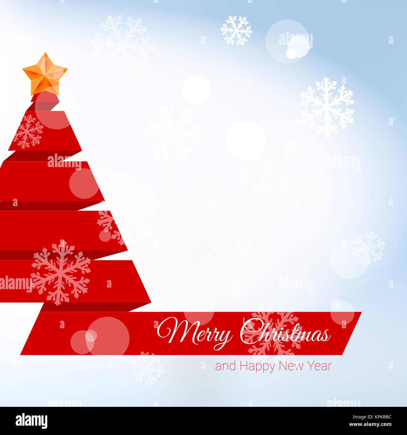 Christmas Tree Made of Red Ribbon with Christmas Star Stock Vector ...