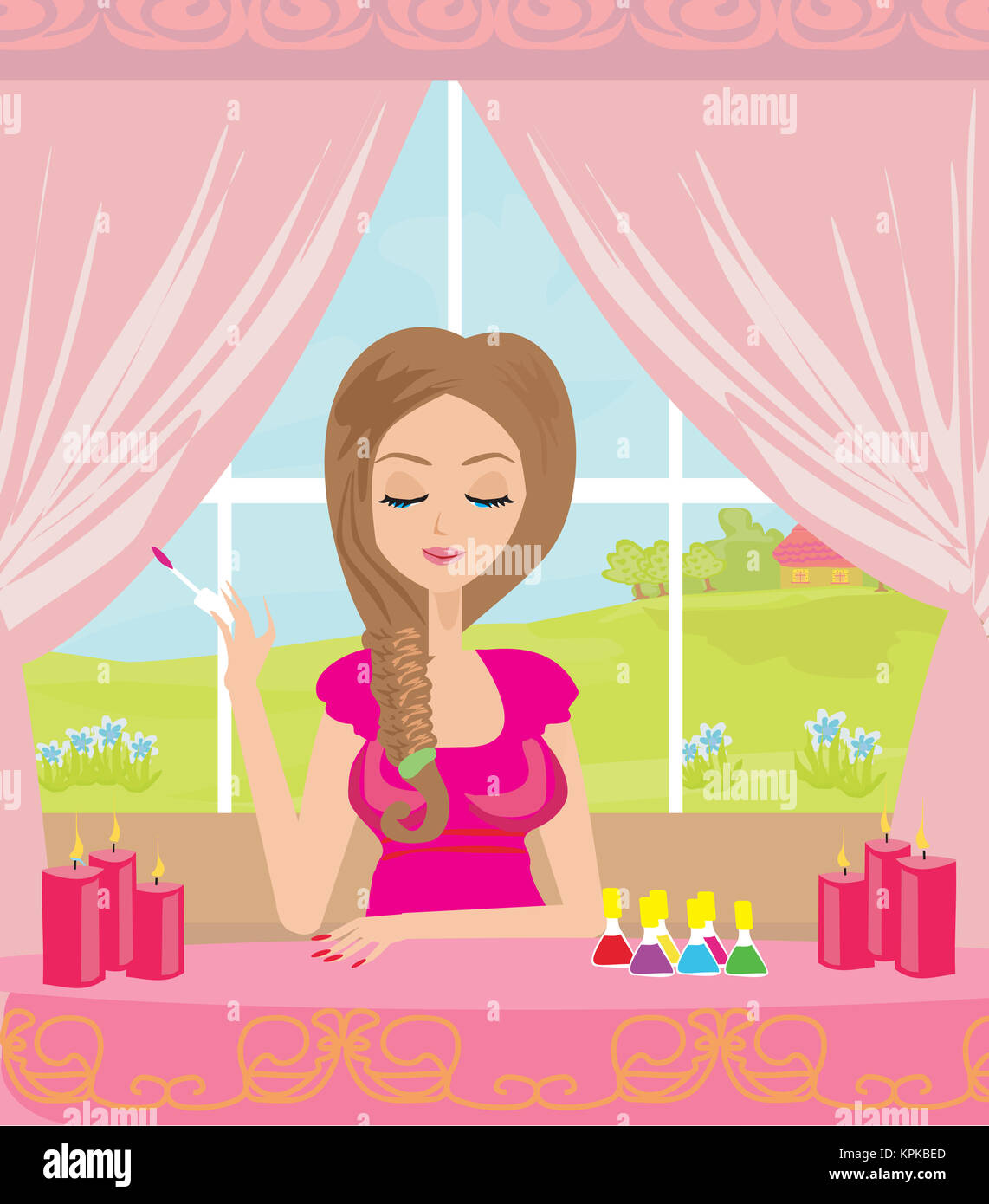 girl painting nails Stock Photo Alamy