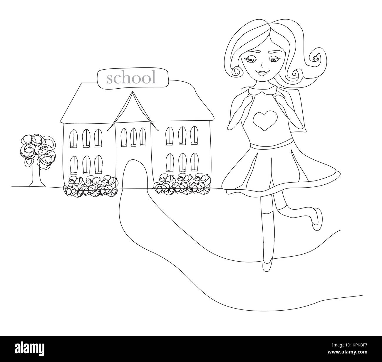 girl going to school Stock Photo
