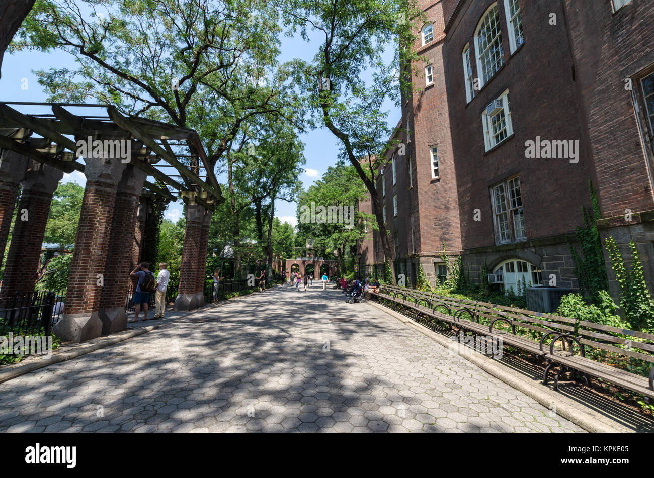 NEW YORK CITY - JULY 12: People walk in Central Park Zoo on July 12, 2012 in New York. The Central Park Zoo is a small 6.5-acre zoo located on Central Stock Photo