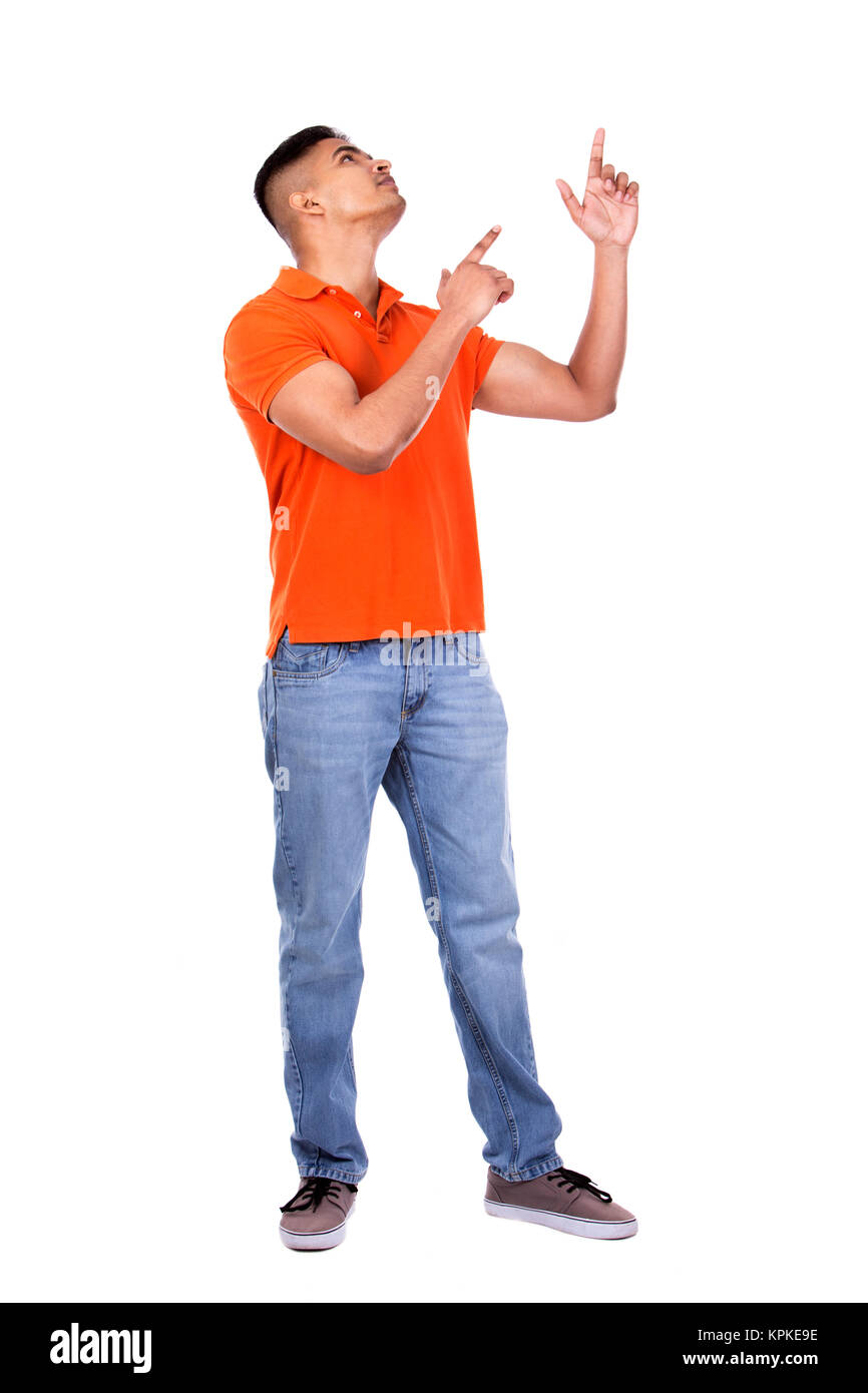 handsome casual man pointing Stock Photo - Alamy