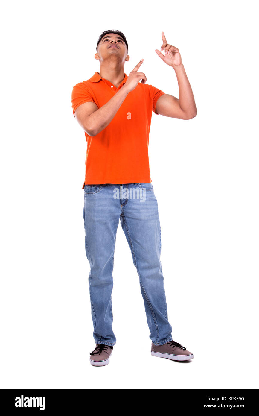 handsome casual man pointing Stock Photo - Alamy