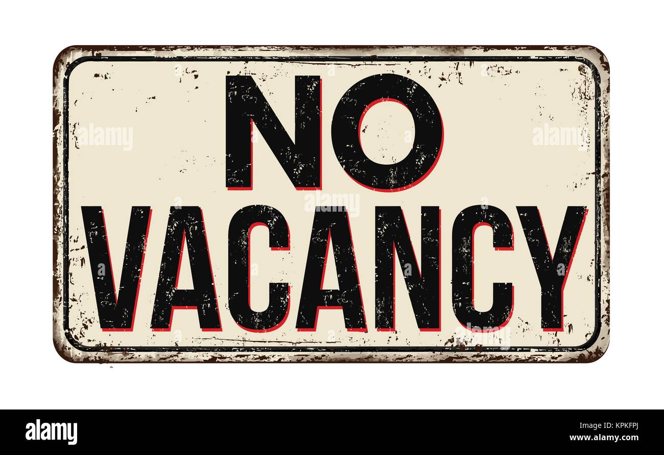 No vacancy vintage rusty metal sign on a white background, vector illustration Stock Vector