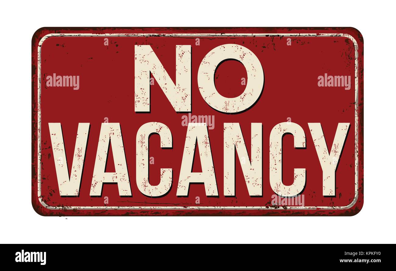No vacancy vintage rusty metal sign on a white background, vector illustration Stock Vector