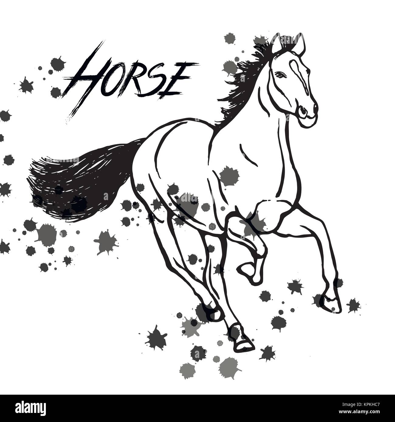 Hand drawn sketch style horse. Vector illustration isolated on white ...