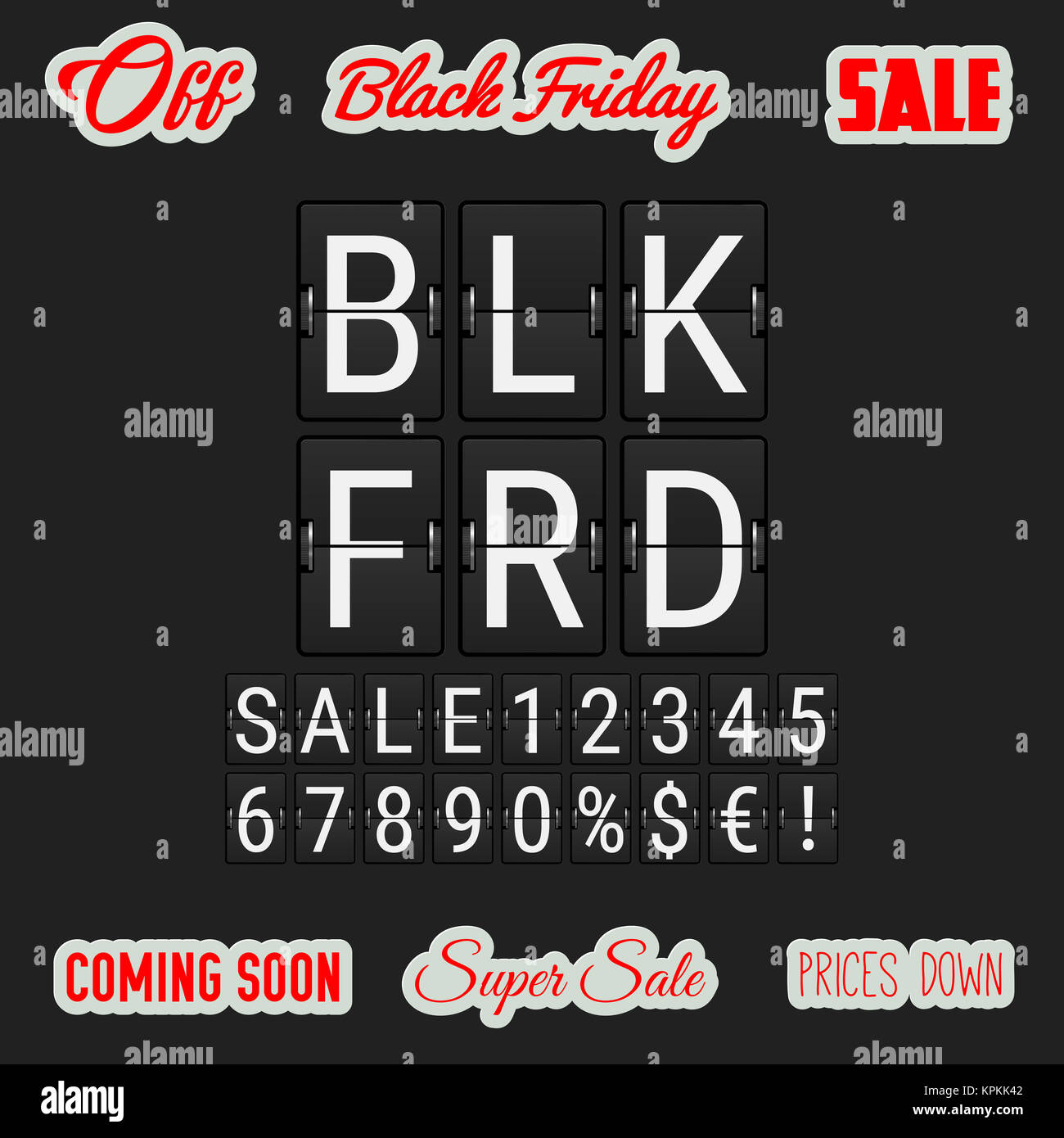 Black Friday Coming Soon. Analog Flip Clock Letters, Numbers and Signs