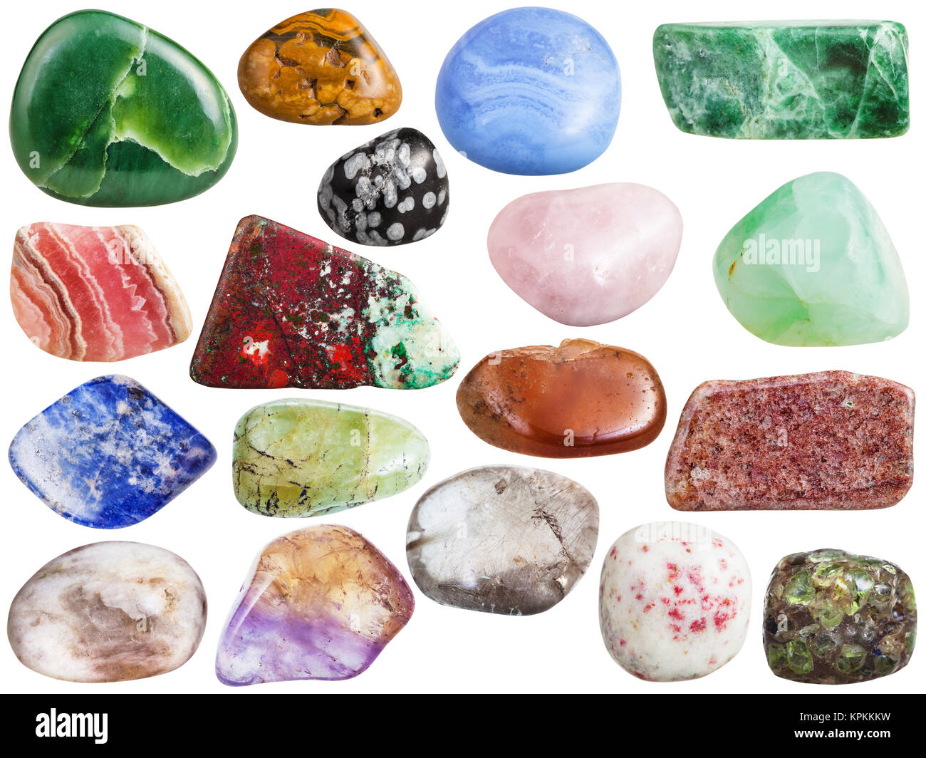 set of ametrine, peridot, olivine, quartz, etc gem Stock Photo
