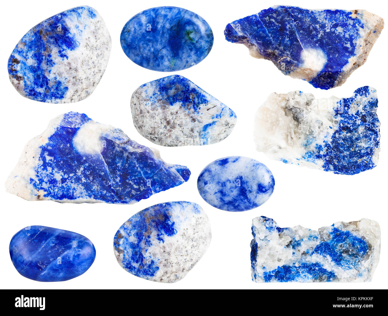 set of blue lapis lazuli mineral gemstones Stock Photo