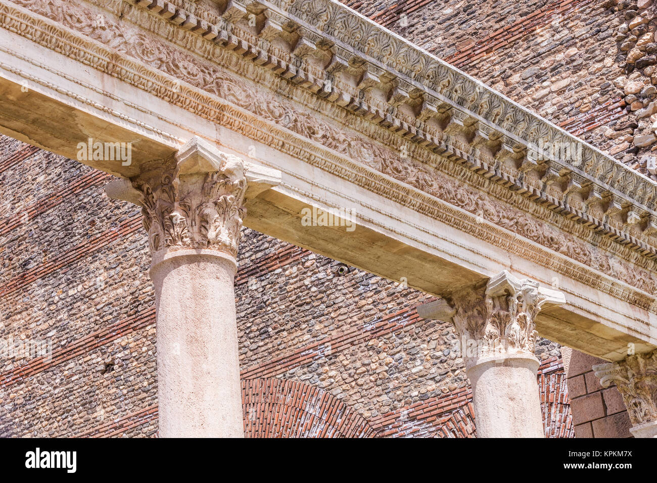 Corinthian Style Columns and Ornate Detail at Sardis Gymnasium Stock Photo