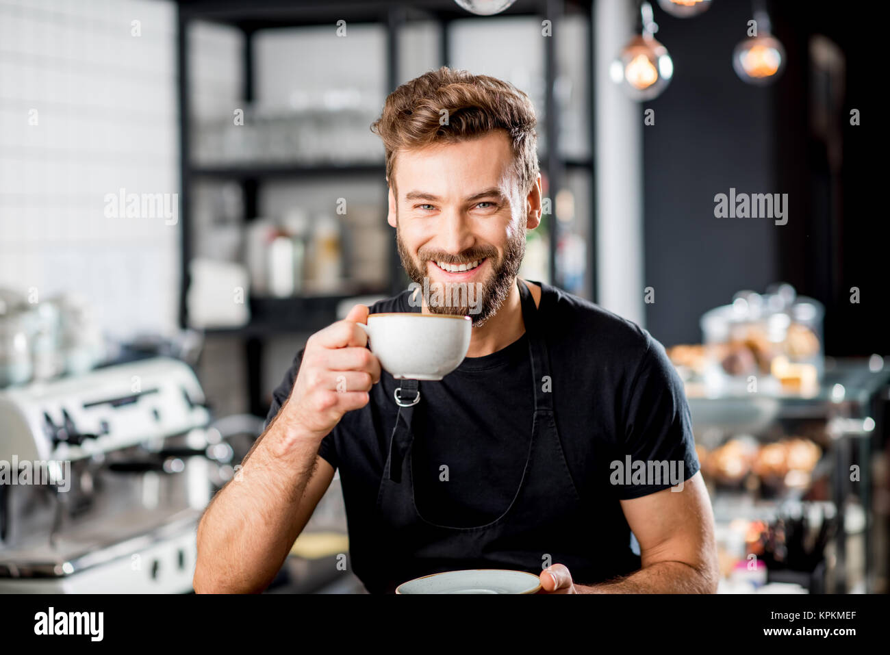 Barista portrait in the cafe Stock Photo