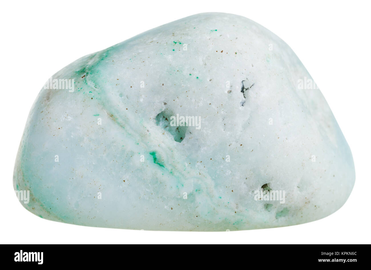 tumbled green Aragonite mineral gem stone Stock Photo
