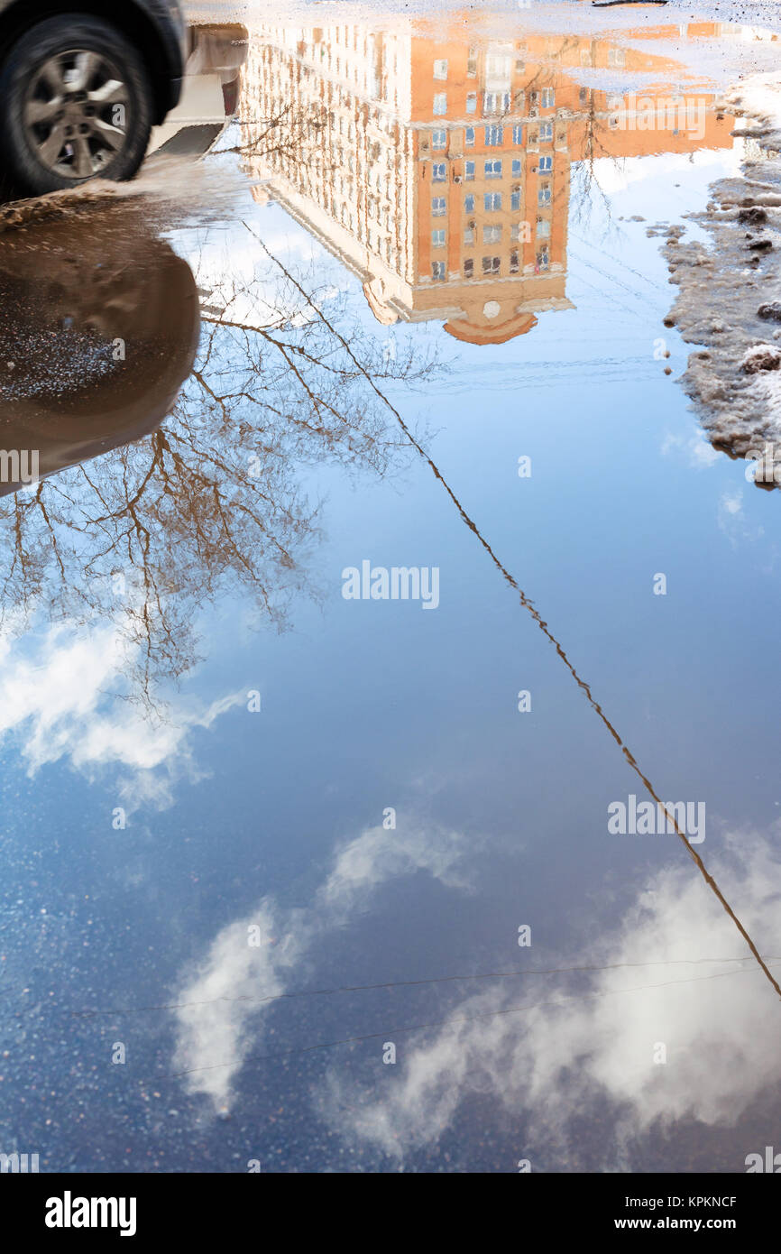 Puddle from melting snow hi-res stock photography and images - Alamy