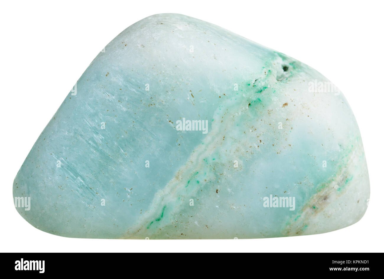 polished green Aragonite mineral gem stone Stock Photo