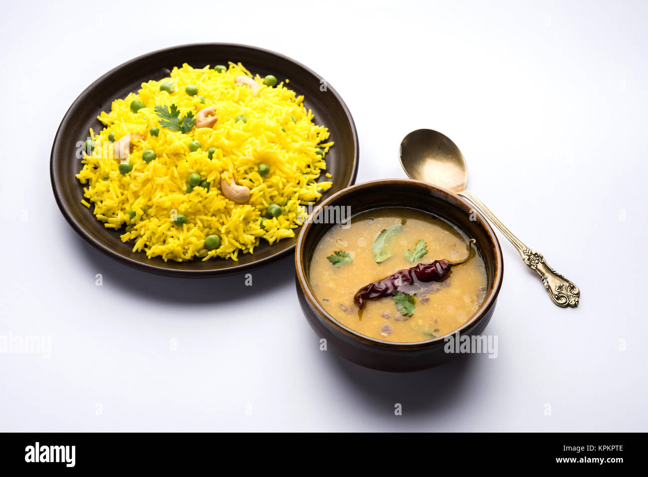 Basmati Rice Pilaf or pulav with Peas, or vegetable rice using green