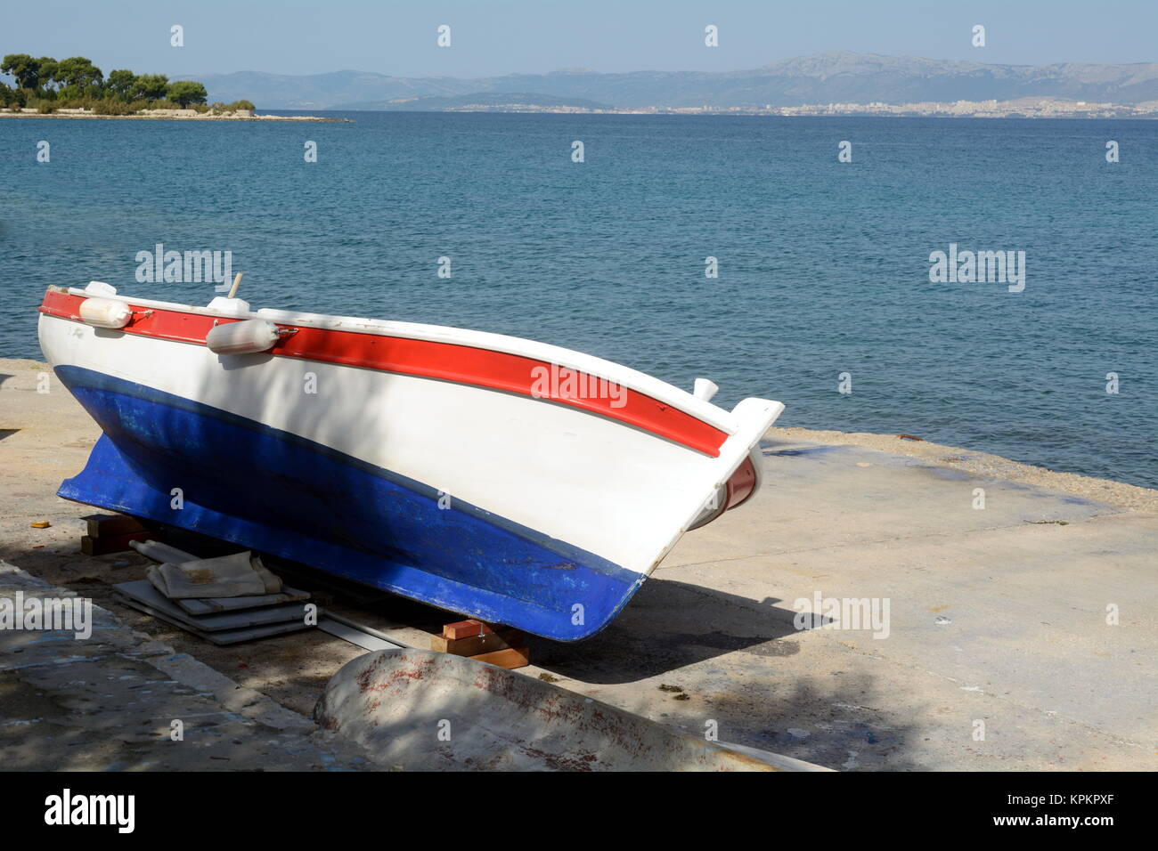 colorful boat on beach Stock Photo