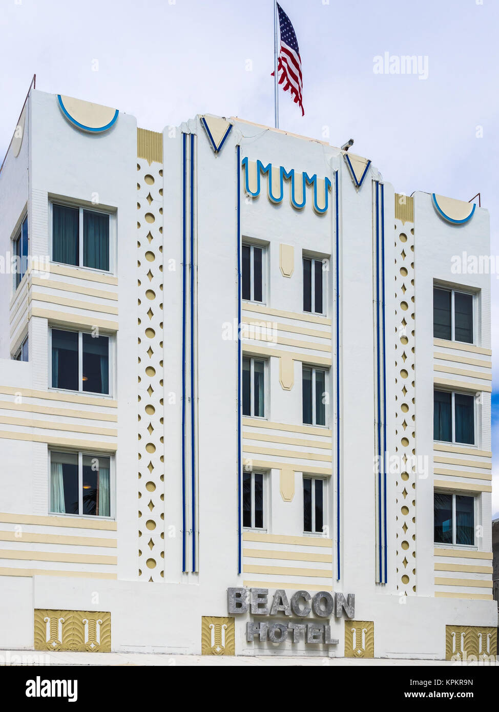 MIAMI BEACH, USA - SEPTEMBER 8, 2015. Art Deco Beacon hotel in the touristic Ocean Drive, Miami Beach, Florida. Stock Photo