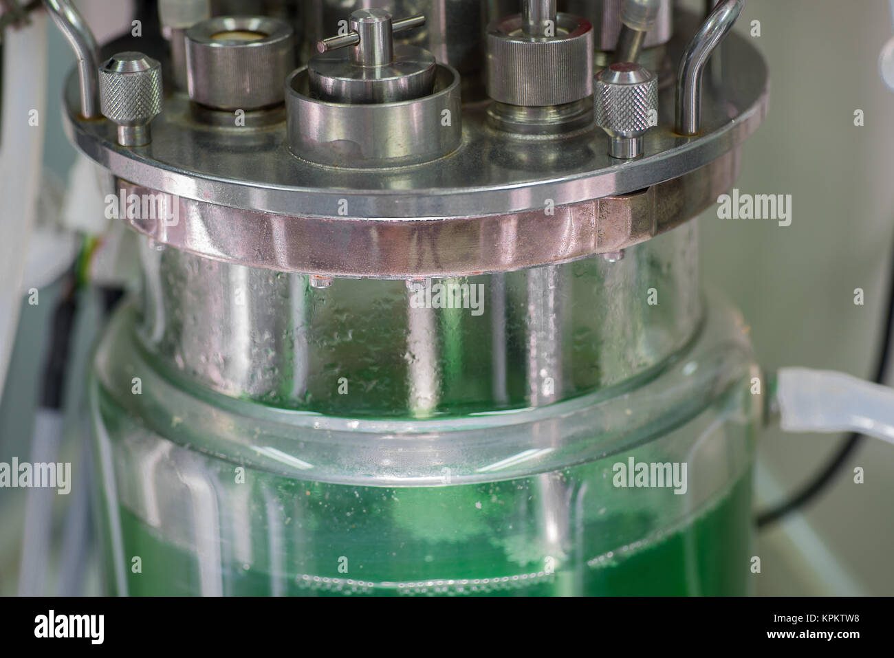 Glass beaker device with tubing for lab Stock Photo