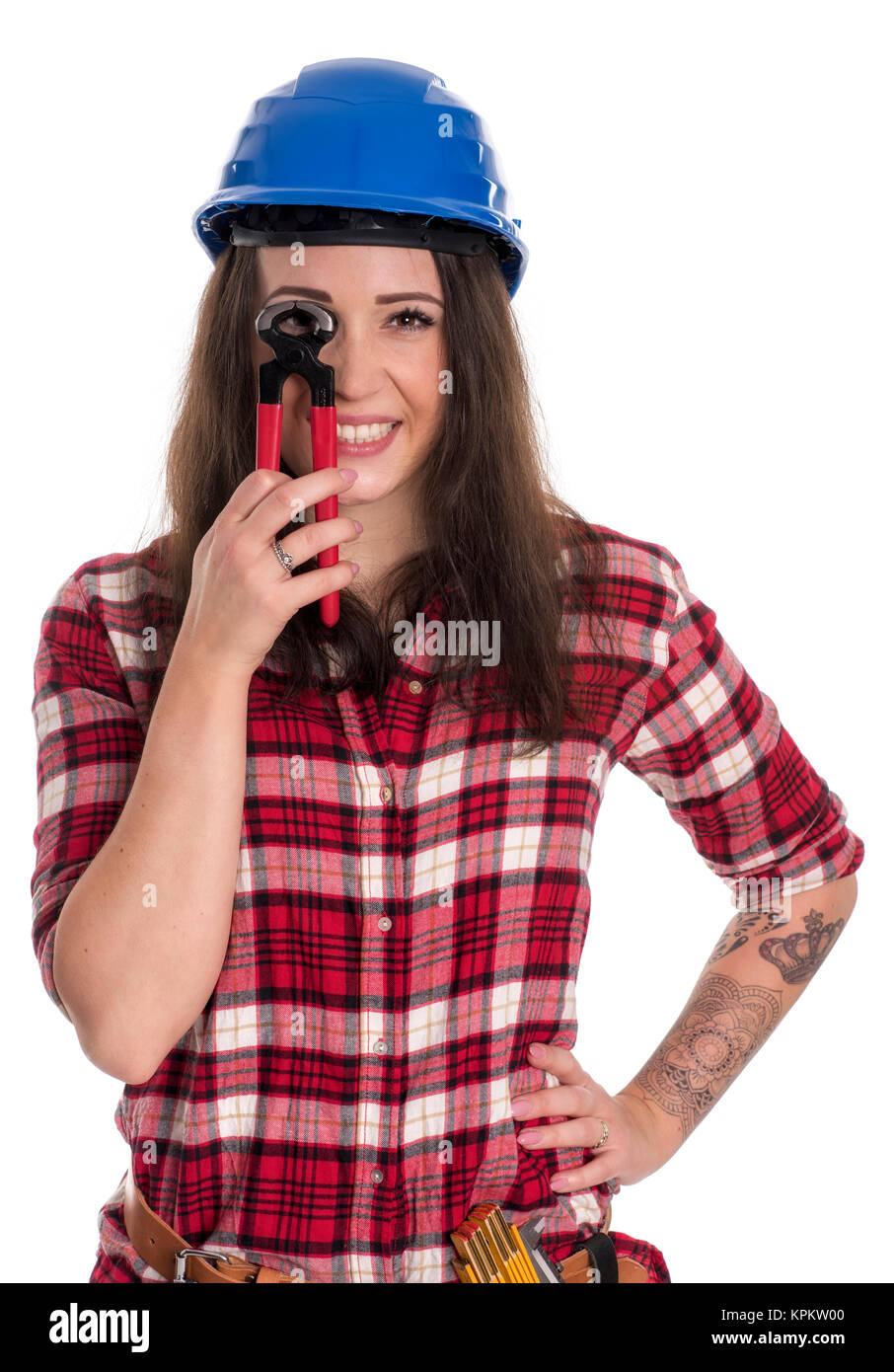 female artisans looking through a pair of pliers Stock Photo Alamy