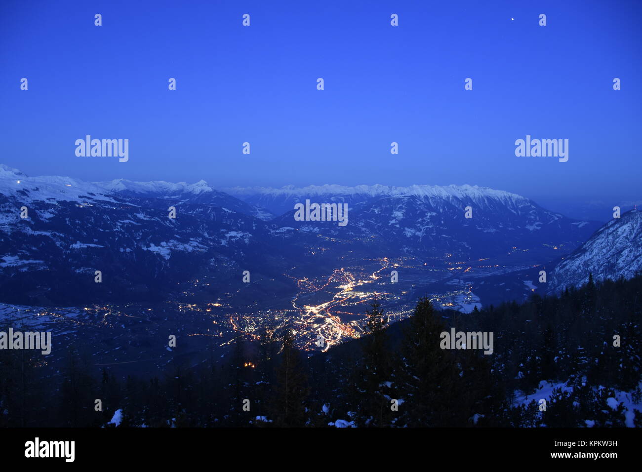 city lienz in east tyrol night lights Stock Photo