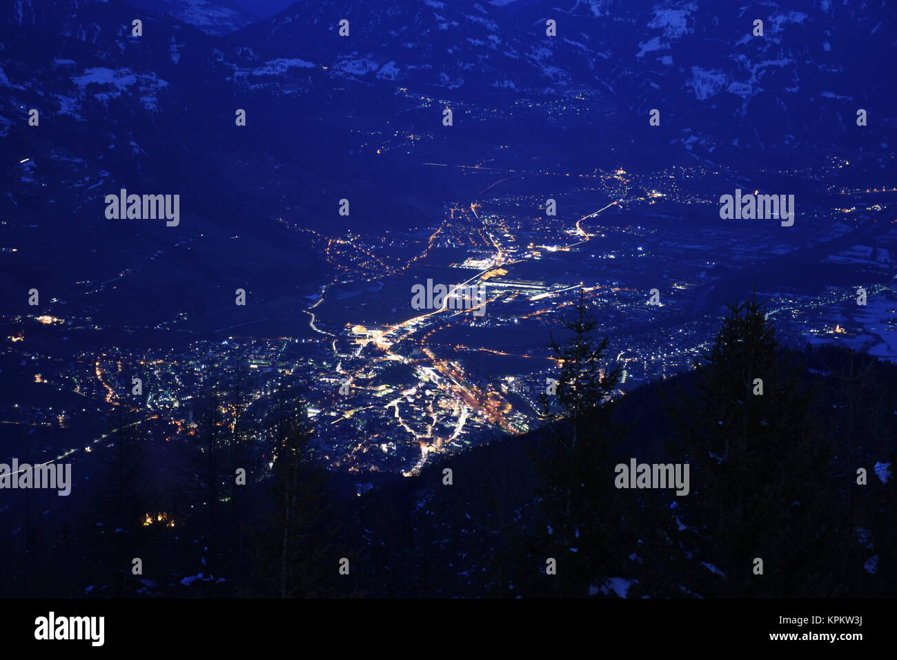 city lienz in east tyrol night lights Stock Photo