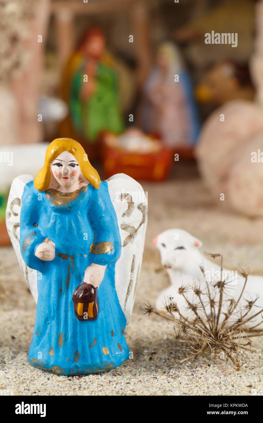 Provencal Christmas crib figure of an angel in terracotta Stock Photo