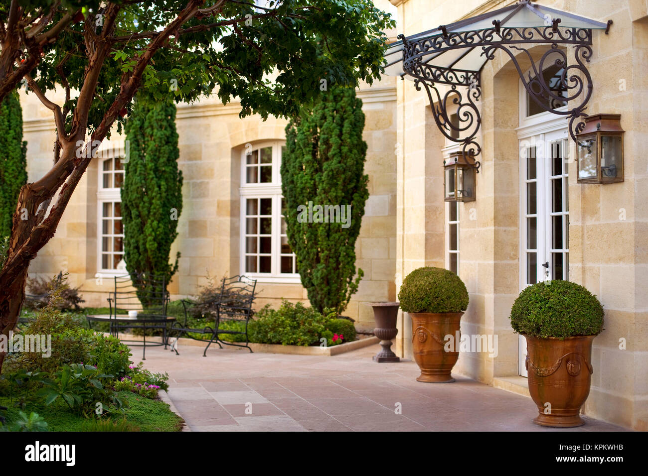 Terrace of a French mansion Stock Photo Alamy