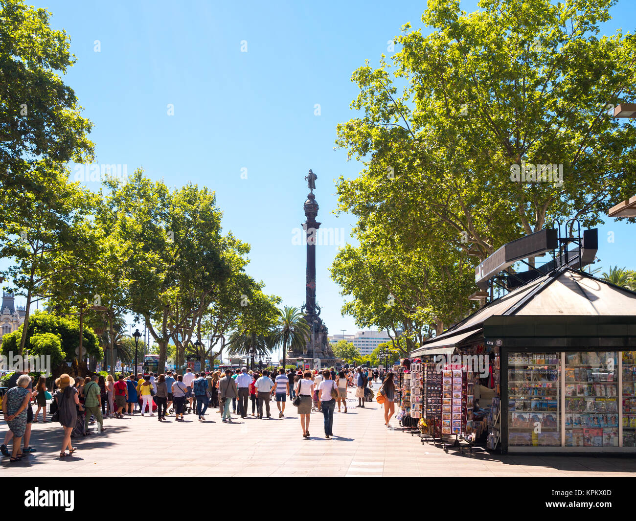 Barcelona, Spain - June 19, 2016. Columbus column at the end of La ...