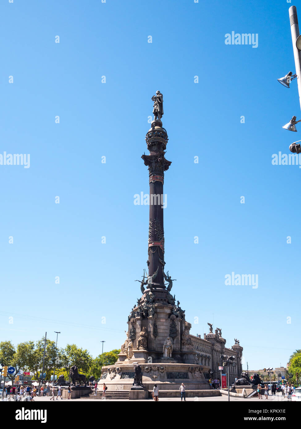 Barcelona, Spain - June 19, 2016. Columbus column at the end of La ...