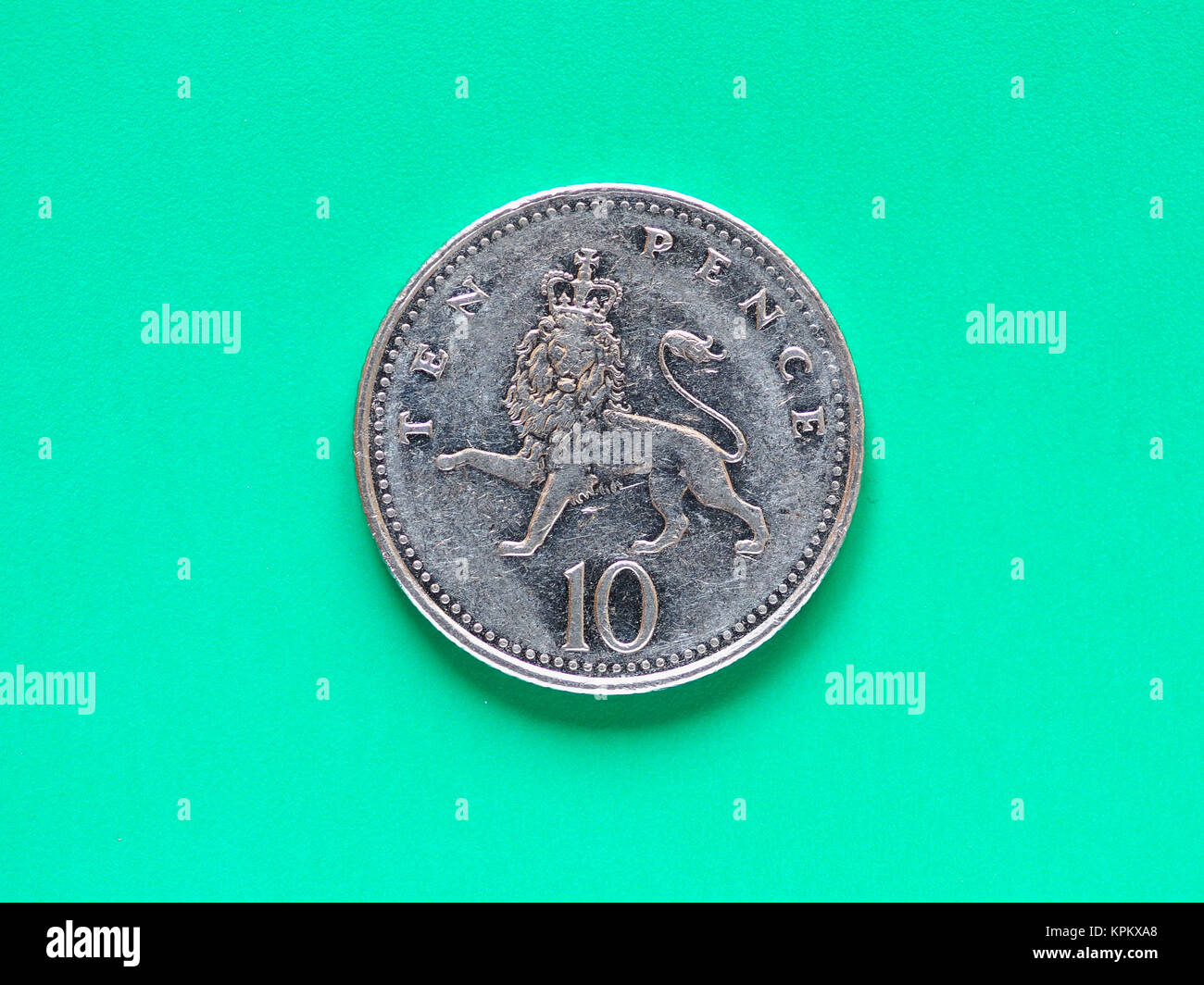 GBP Pound coin - 10 Pence Stock Photo