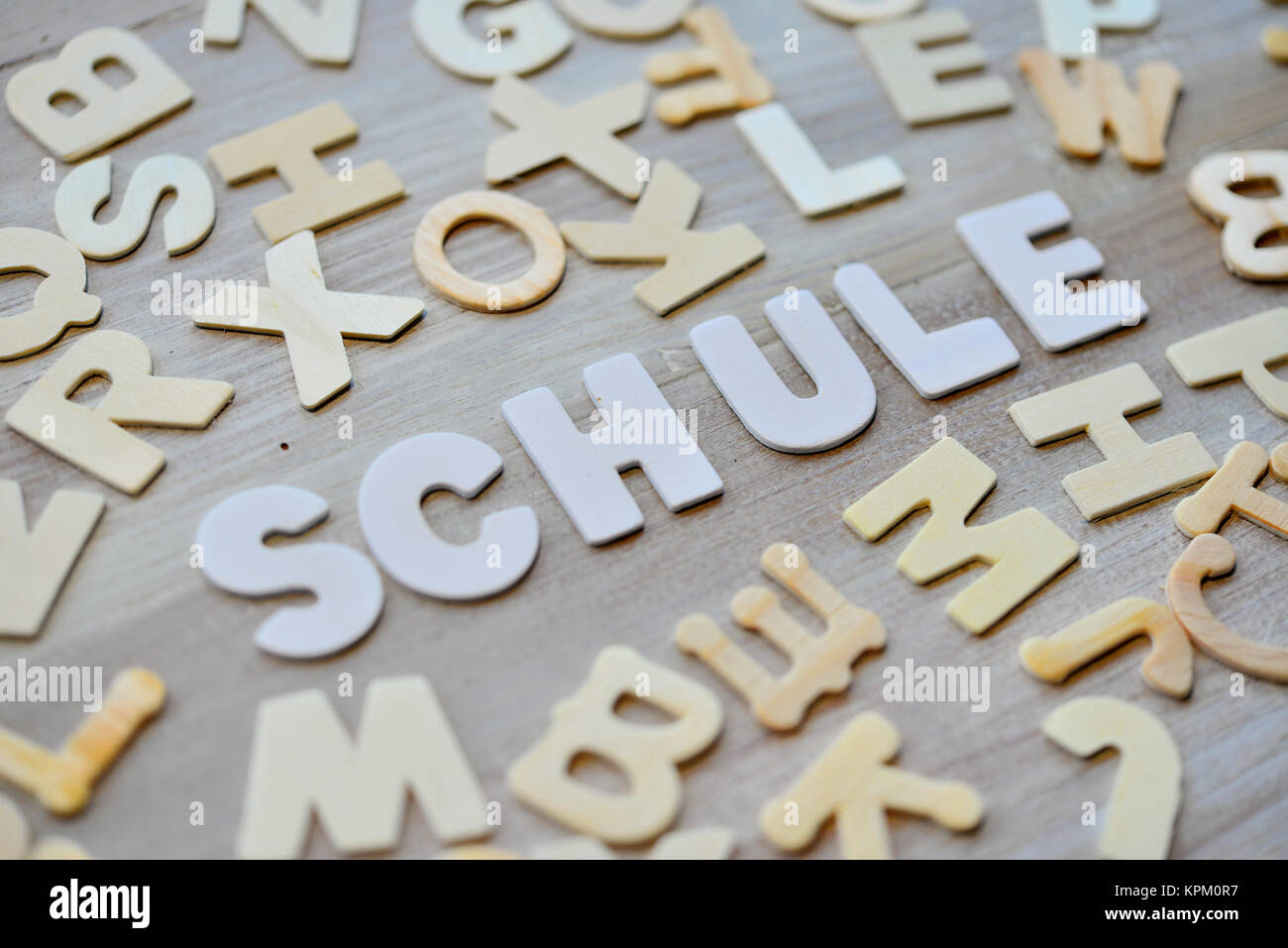 Lernen Holz Buchstaben Schule Sprachkurs Stock Photo