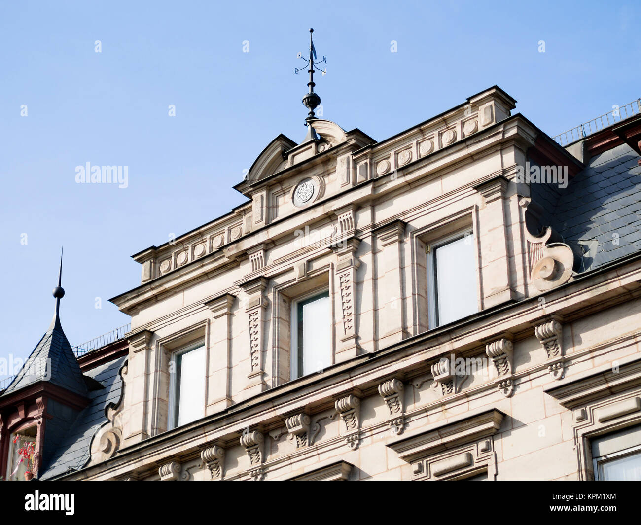 Facade of house with blue sky Stock Photo - Alamy