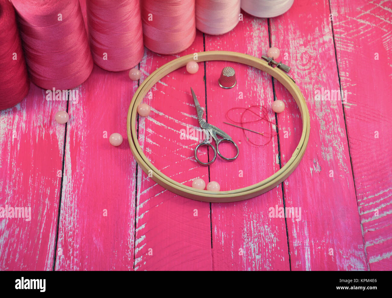 Items for needlework and embroidery Stock Photo Alamy