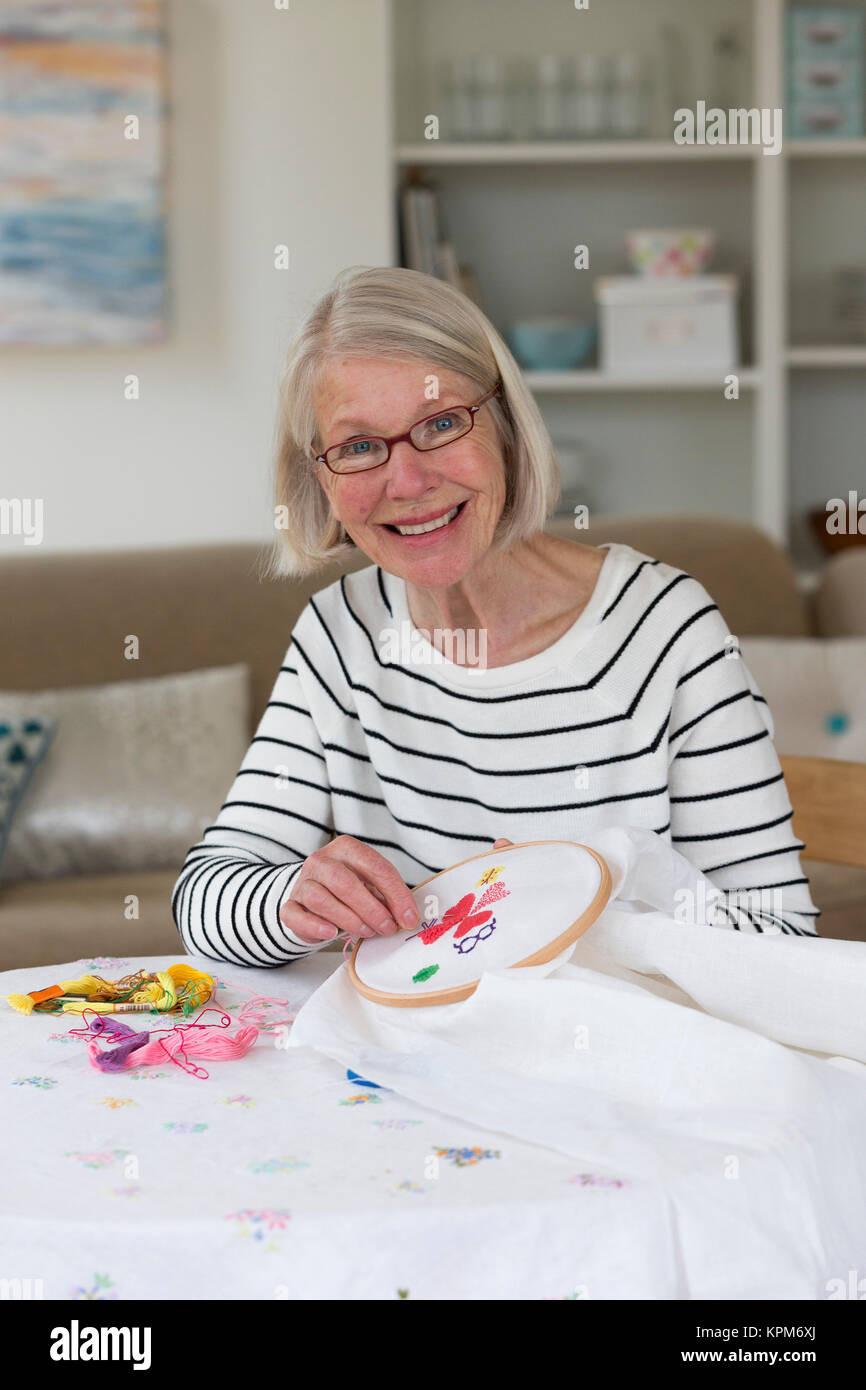 Embroidery at home Stock Photo Alamy