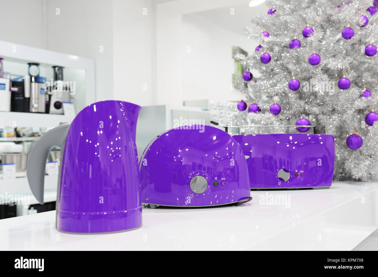 Ultraviolet home appliances store at Christmas Stock Photo