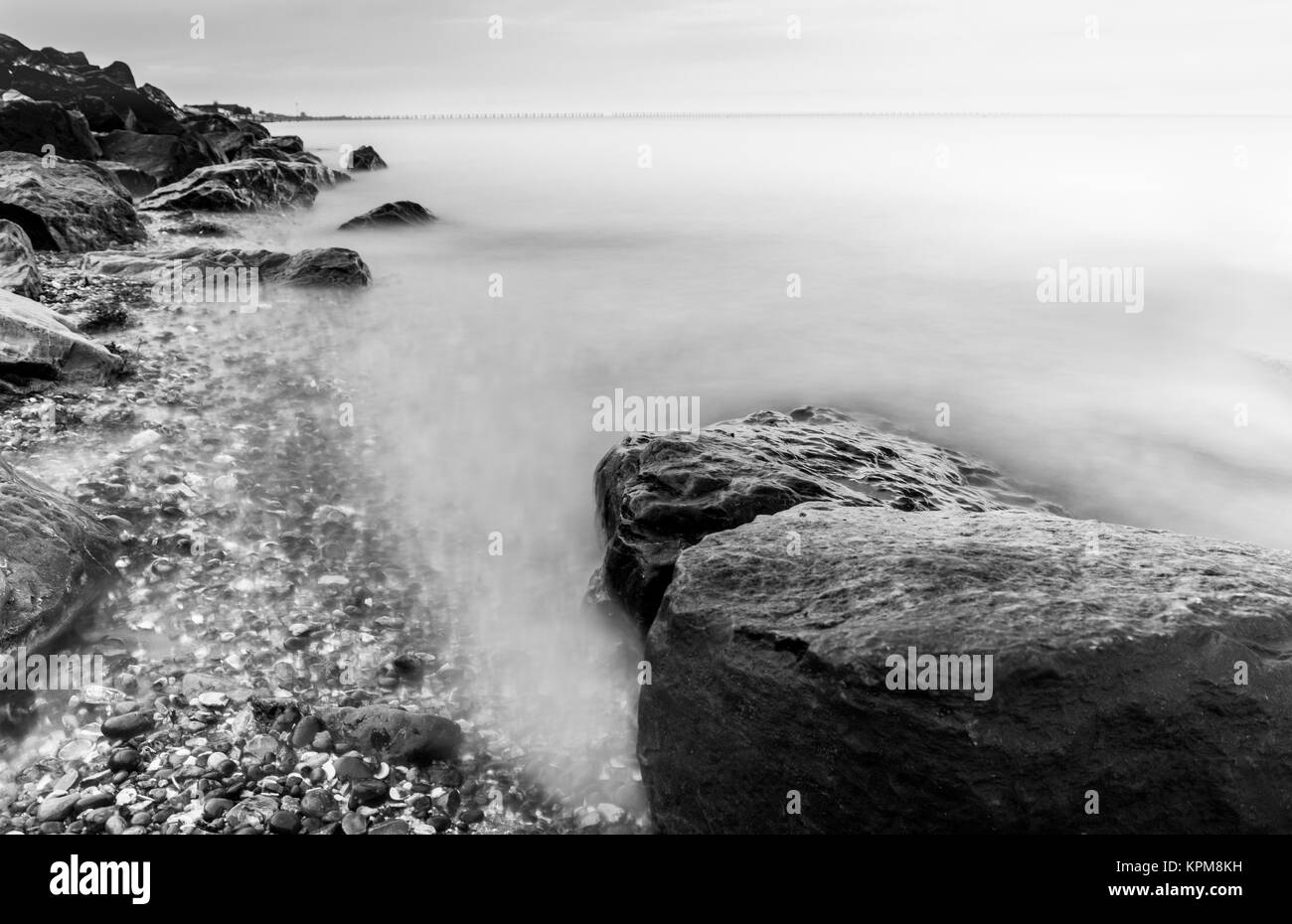Rocks at High Tide on East Beach, Shoeburyness Stock Photo Alamy