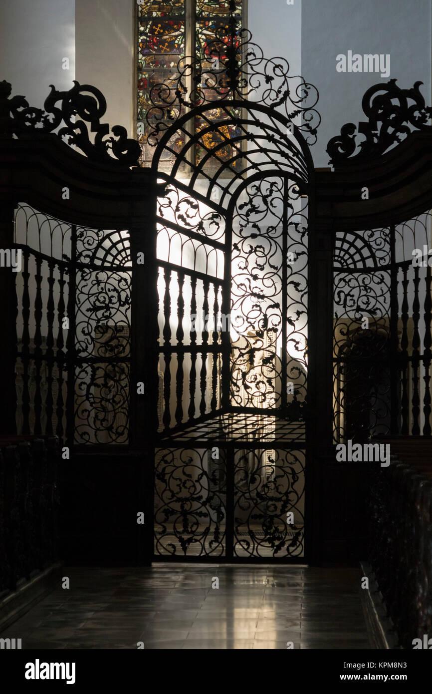 wrought iron screen, basilica of Saints Ulrich and Afra, Augsburg, Bavaria, Germany Stock Photo