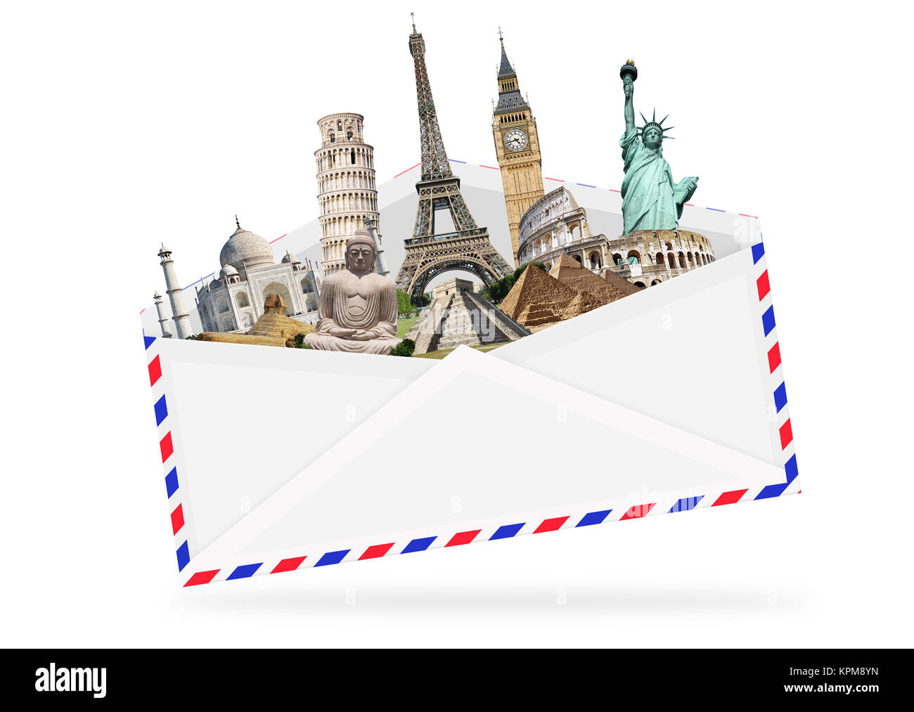 illustration of an envelope full of famous monument Stock Photo