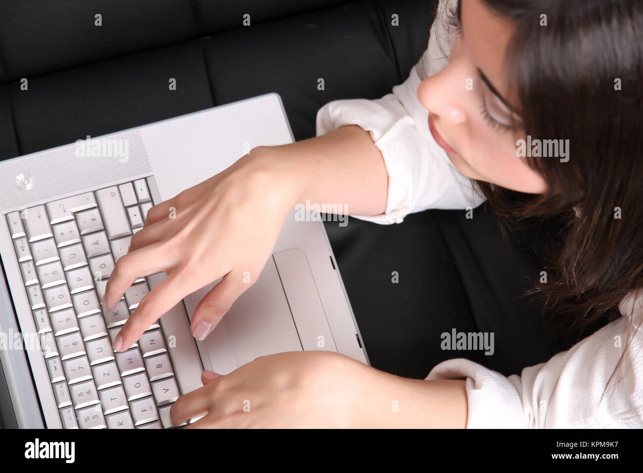A young woman surfing on the Internet with a Laptop Stock Photo - Alamy