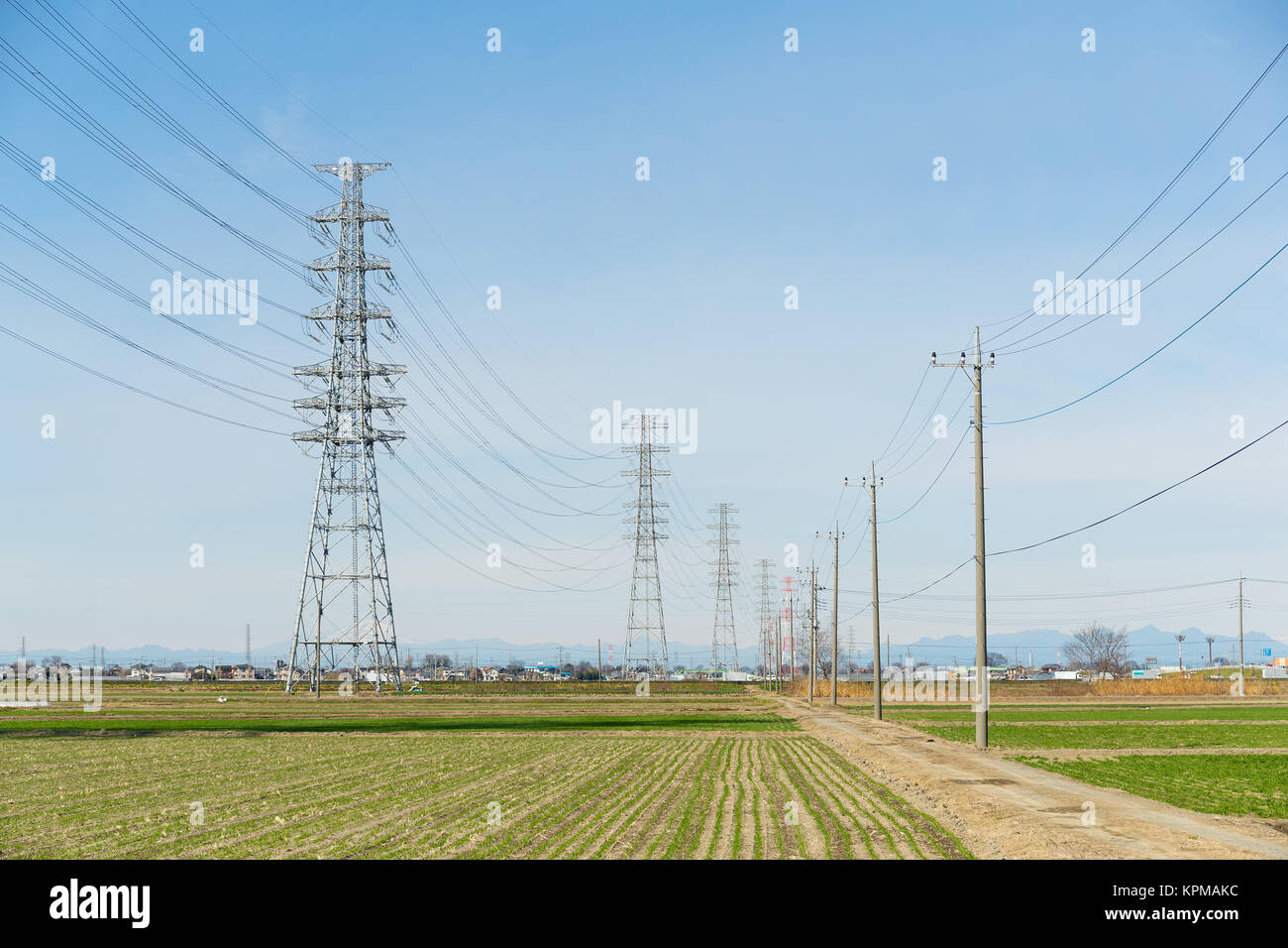 Power Tower with blue sky Stock Photo - Alamy