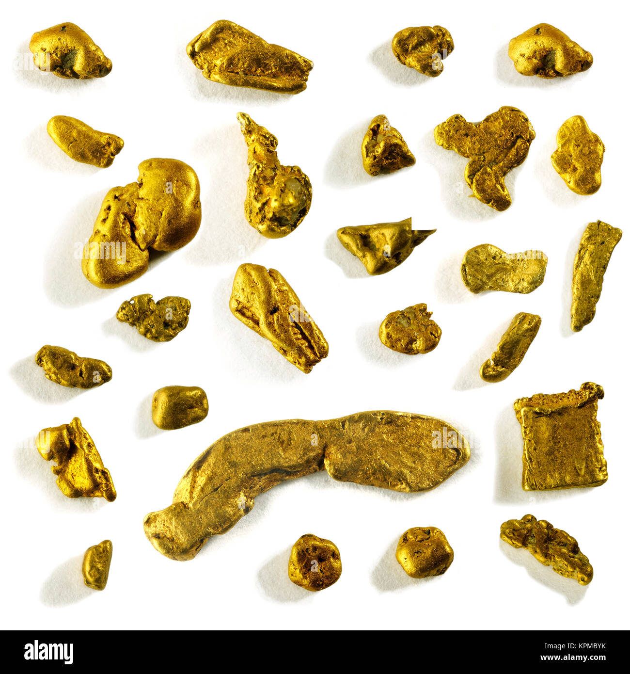 collection of alluvial gold nuggets Stock Photo