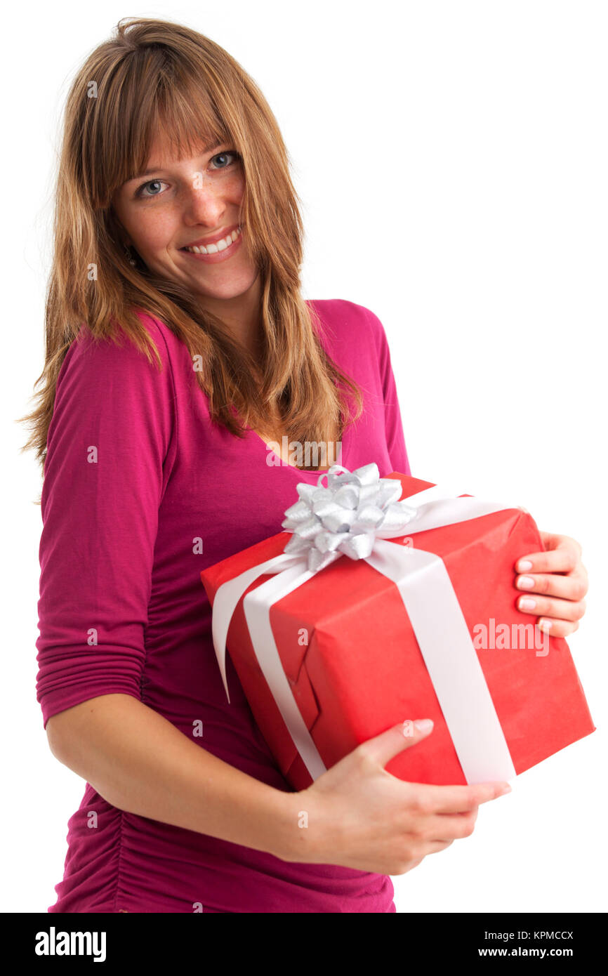 young woman with a gift Stock Photo - Alamy