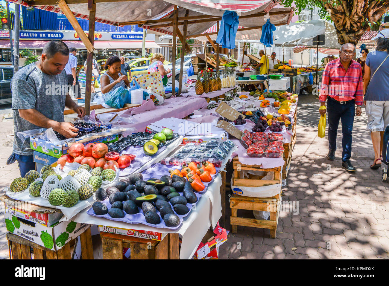 Assortment of various fruits and vegetables in a street market in Rio de Janeiro, Brazil Stock Photo
