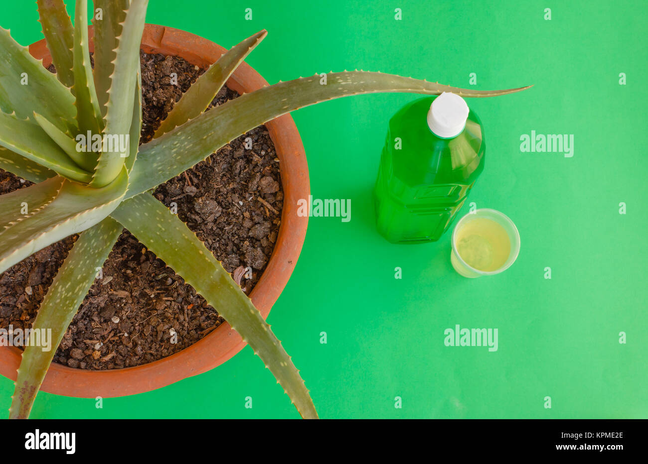 a bottle of aloe juice Stock Photo