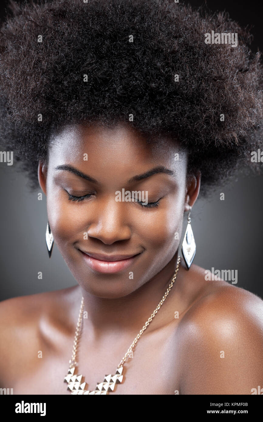 Young and beautiful black woman Stock Photo