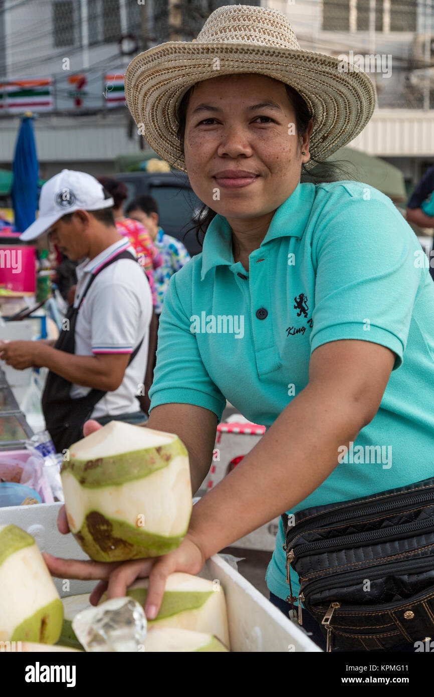 Bangkok, Thailand. Coconut Vendor on the Street Stock Photo - Alamy